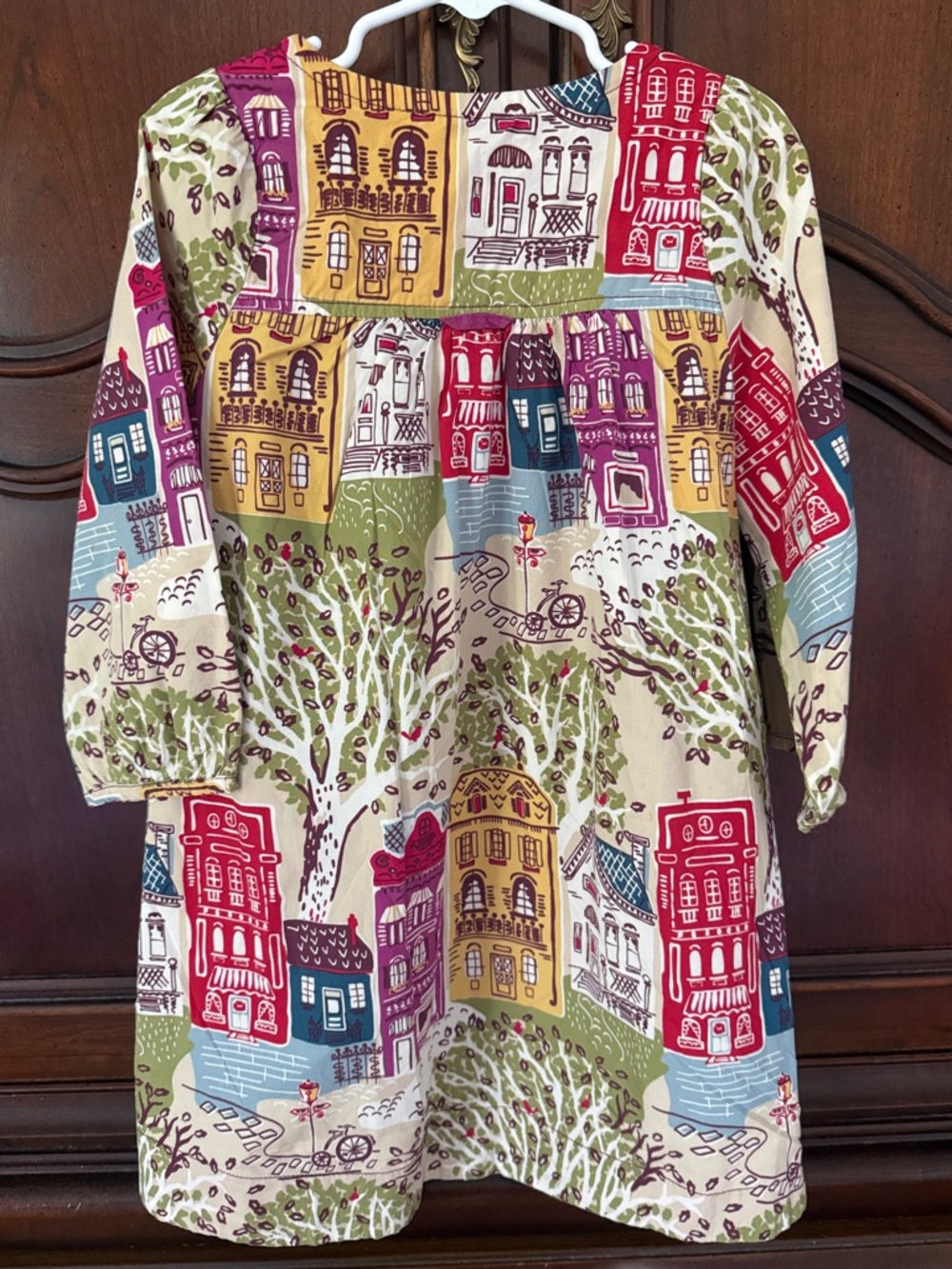 Pink Chicken Colorful Village Print Tunic Dress Girls Size 6 - Picture 5 of 6